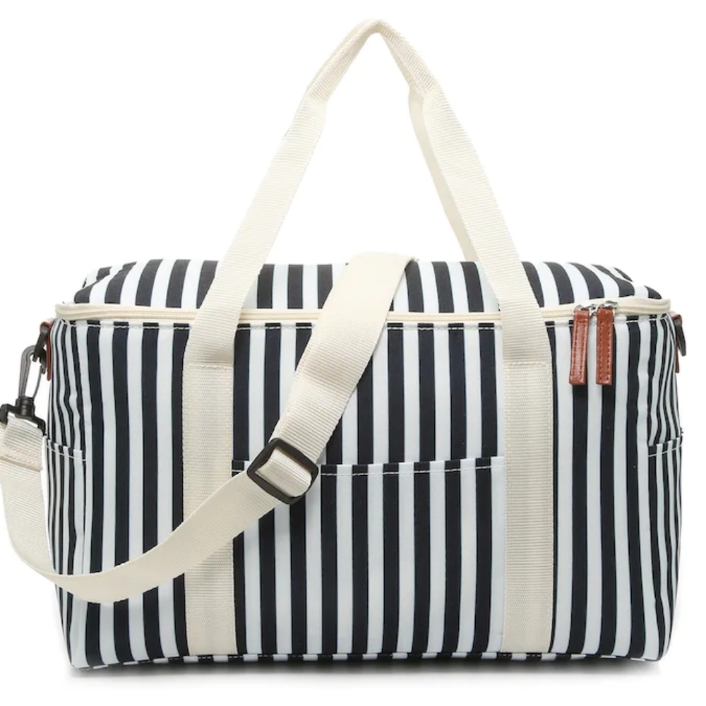 DSW Cooler bag tote navy blue & white stripes